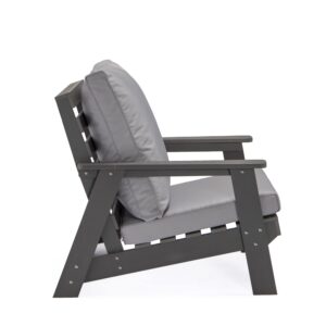 Inspired Home Estefany Outdoor - 3Pc Seating Group | Strong & Durable | Fade Proof with Washable Cushions | Dark Gray