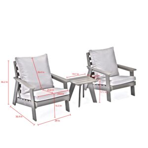 Inspired Home Estefany Outdoor - 3Pc Seating Group | Strong & Durable | Fade Proof with Washable Cushions | Dark Gray