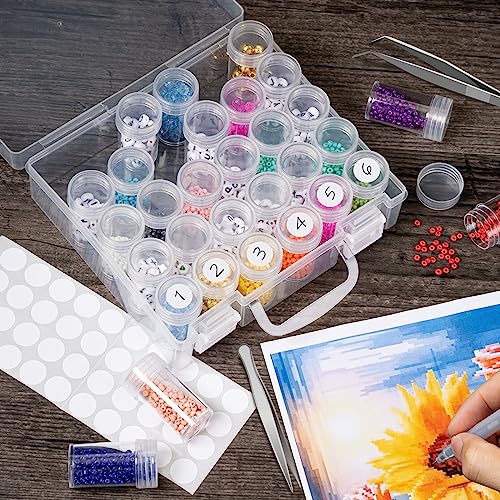 Bead Organizer, Bead Containers, 30 Grids Diamond Painting Storage Containers Clear Bead Organization Diamond Painting Accessories Small Storage Container for Beads Seeds Glitter Rhinestones (1 Pack)