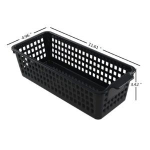 Yarebest Plastic Slim Storag Basket, 6 Packs Small Organizer Basket Bins, Black