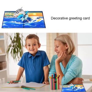 FZLMYANGNDQZ Pop Up Greeting Card 3d Foldable Birthday Card Handmade Dolphin Shape Celebration Card for Birthday Gift and Greeting Card Decoration