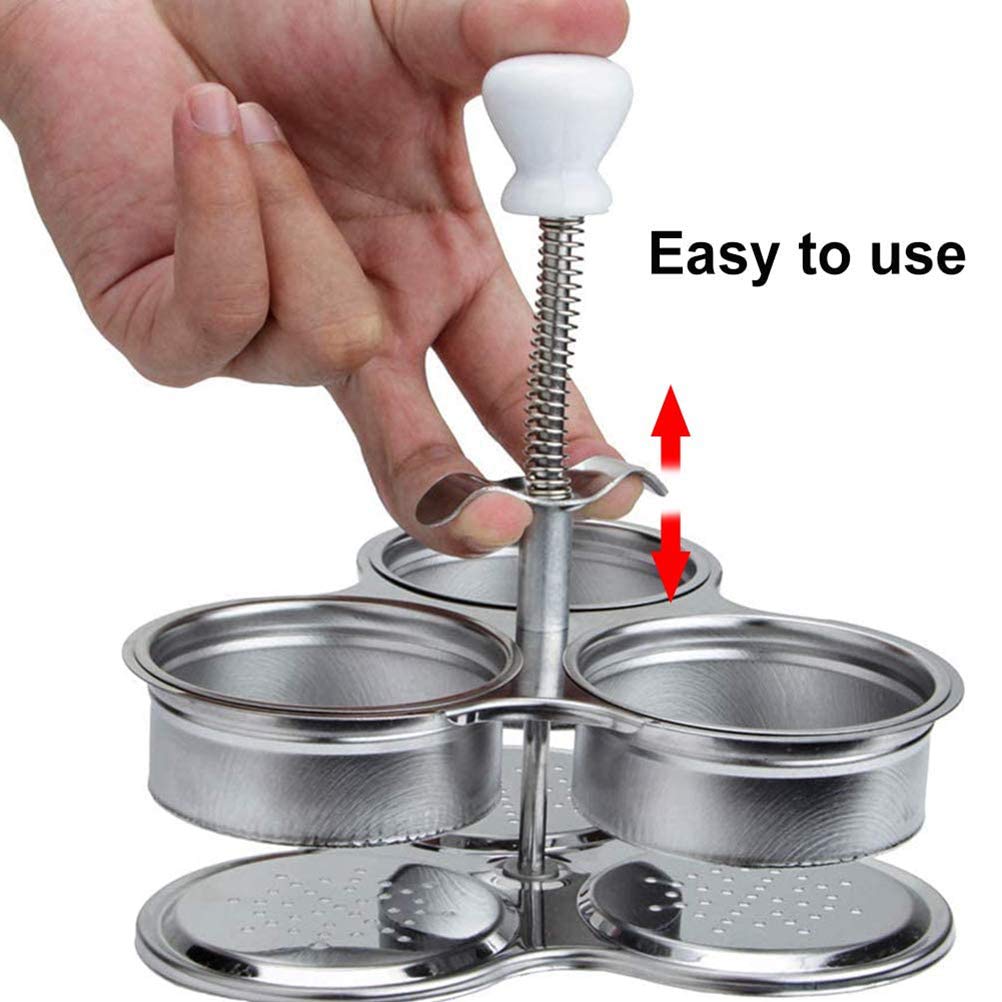 3 Cups Egg Poacher,Poached Egg Maker Stainless Steel Egg Poaching Pan For Frying Eggs and Egg Mcmuffins Egg For Breakfast