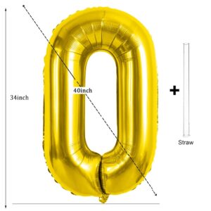 Gold Letter O Balloons 40 Inch - Big Size Jumbo Mylar Foil Helium Balloons for Birthday Party Wedding Anniversary Baby Shower Decorations/Golden O YUNSHANGMO