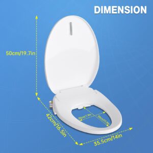 Electric Bidet Smart Toilet Seats with Istant Warm Water, Air Dryer, Nightlight, Remote Control, ELONGATED and Cotton White