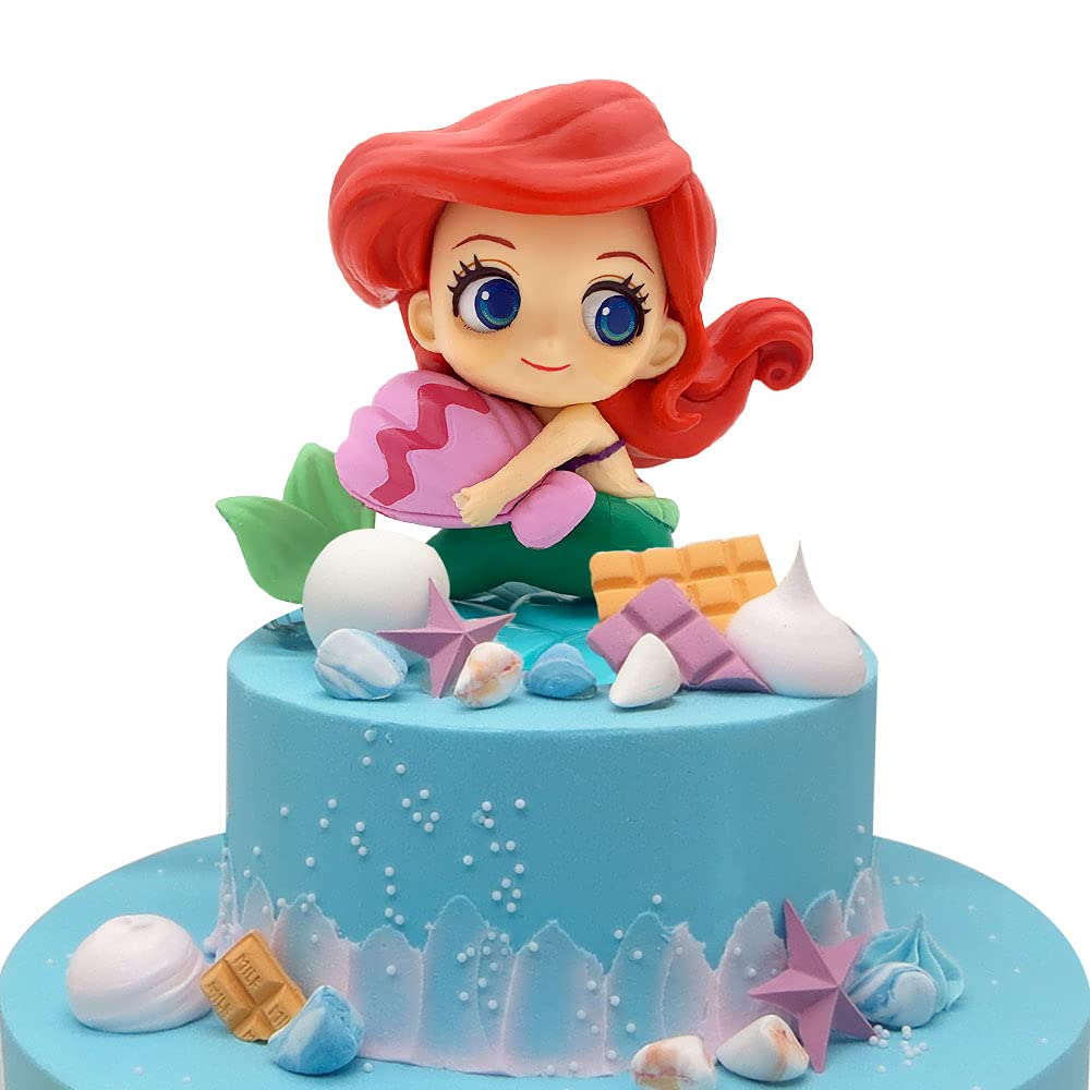 BlingABC Mermaid Cake Topper Little Mermaid Doll with Seashells for Ariel Cake Decoration Mermaid Figurines for Under the Sea Mermaid Theme Princess Kids Birthday Baby Shower Party Supplies