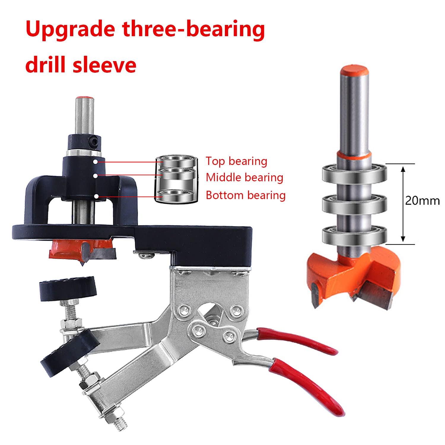 Concealed Positioning Hinge Hole Punch, 35mm Door Hinge Jig with 2 Retaining Clips, High Precision Aluminum Alloy DIY Cabinet Hinge Jig, Adjustable Quick Punch Cabinet Hardware Jig