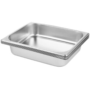 Anjetan 6Pcs Steam Table Pans, 1/2 Half Size 2.6'' Deep Food Pans, Quality Stainless Steel Catering Food Pans Commercial Steam Table Pans for Hotels Restaurants Cafeterias (1/2 Half Size 2.6'' Deep)