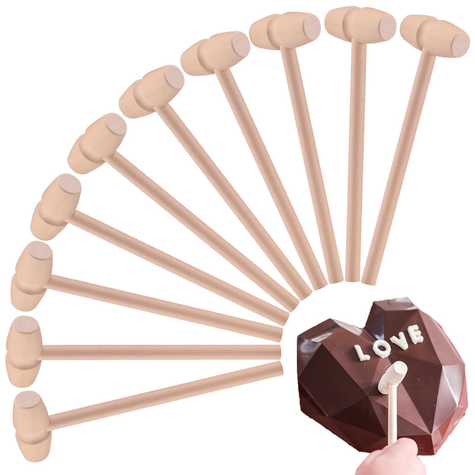 24 Pcs Mini Wooden Hammer for Chocolate Breakable Heart, Seafood Shellfish Crab Lobster Cracking Tool, Small Solid Hardwood Mallet, Craft Tool, Party Game Props