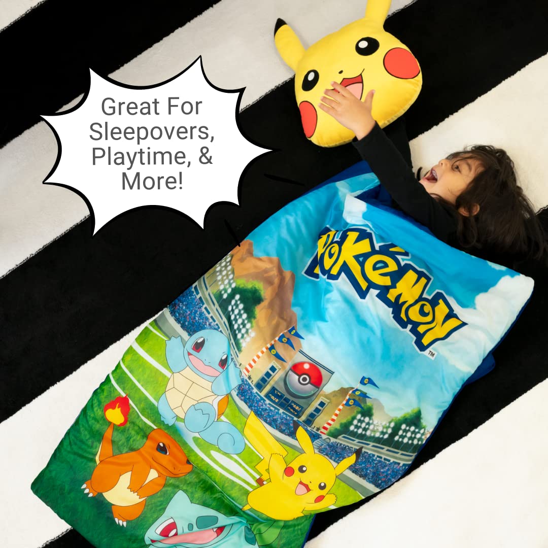 Pokémon Anime Kids Soft Lightweight 2 Piece Sleeping/Slumber Bag and Sling Bag Set, 46"(L) X 26"(W) (Official Licensed Pokémon Product) by Franco