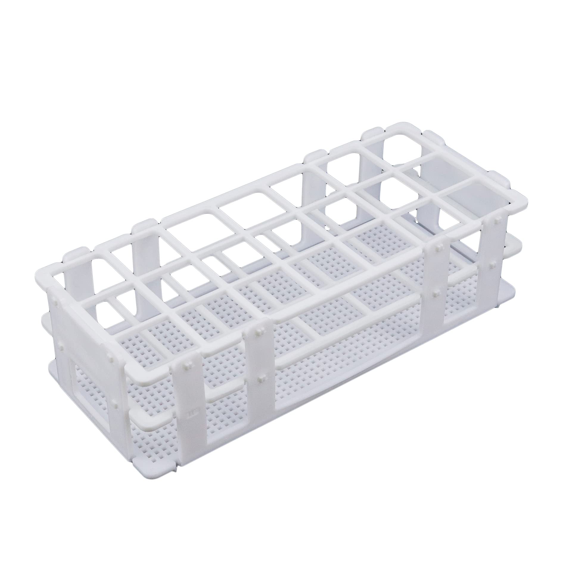 Antrader Plastic Test Tube Rack for 30mm Tubes,21 Holes Lab Test Tube Rack Holder,Detachable,White