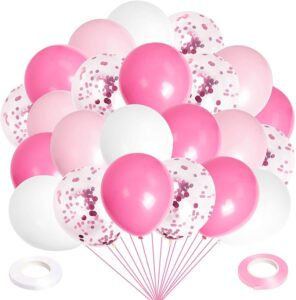 90pcs pink balloons set 12 inch latex hot pink light pink white confetti latex balloons for valentine's day decorations birthday party bridal wedding