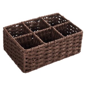 cabilock tv stand woven baskets 6-section wicker baskets for shelves:hand-woven seagrass storage baskets multiuse wicker basket for organizing towels and toiletries wicker storage basket home decor