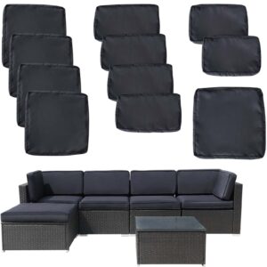 fkslife outdoor couch cushions covers,11pieces outdoor patio cushion covers replacement waterproof sofa cushions,furniture covers cushion slipcovers set(dark grey)