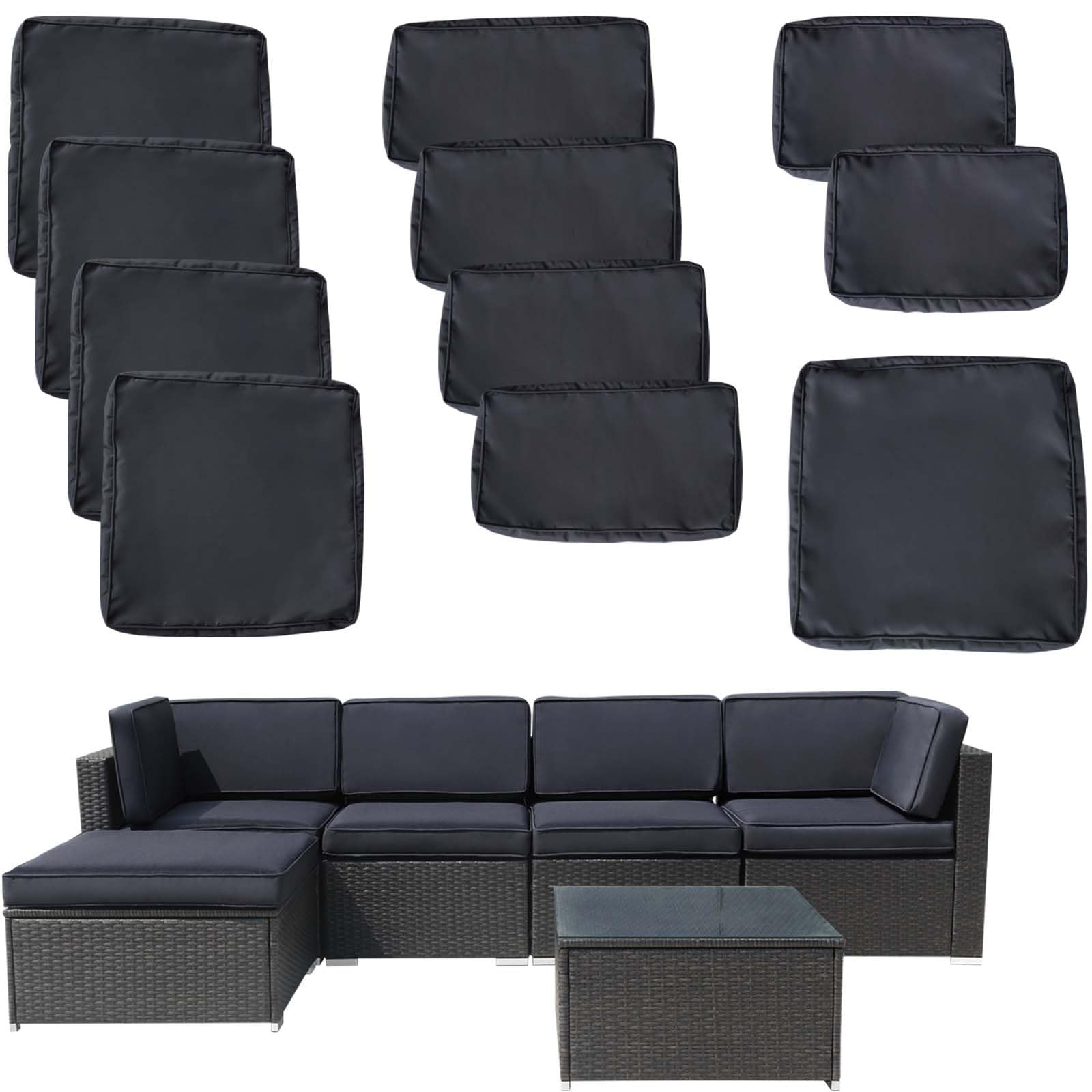 FKSLIFE Outdoor Couch Cushions Covers,11Pieces Outdoor Patio Cushion Covers Replacement Waterproof Sofa Cushions,Furniture Covers Cushion Slipcovers Set(Dark Grey)