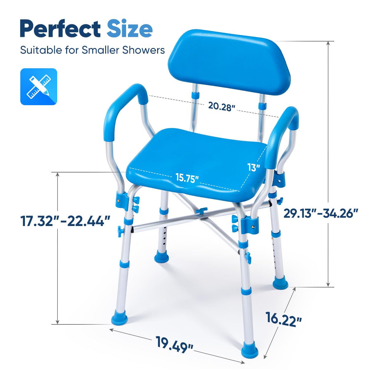 Zler Heavy Duty Shower Chair with Back, 500lbs Padded Shower Chair for Inside Shower - Tool-Free Anti Slip Bathroom Seat for Elderly, Senior, Handicap & Disabled