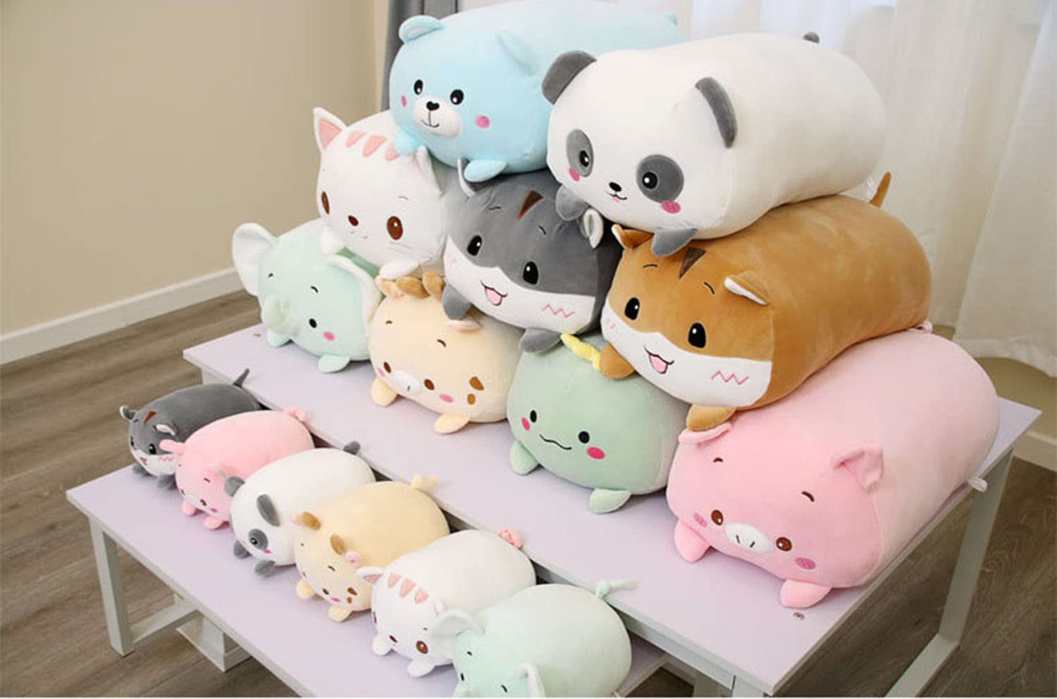 COSGOO Cute Plush Cat Stuffed Squishy Animal Cat Cylindrical Body Cat Pillow,Super Soft Cat Hugging Toy Pillow Kids Kawaii Sleeping Cat Pillow Gifts for Bedding Decor or Home Decor 24-Inch