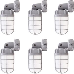 21w led vapor tight jelly jar light, 5000k industrial wall/ceiling mount vapor-proof led light, ip65 wet rated indoor and outdoor vapor proof security cage lighting, 120-277vac ul certified