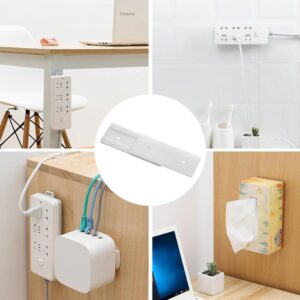 Htppzjr Wall-Mounted Sticker Punch-Free Plug Power Strip Holder Fixator Traceless Fixer Self-Adhesive Fixer Organizer Socket Home, 5Pcs, White