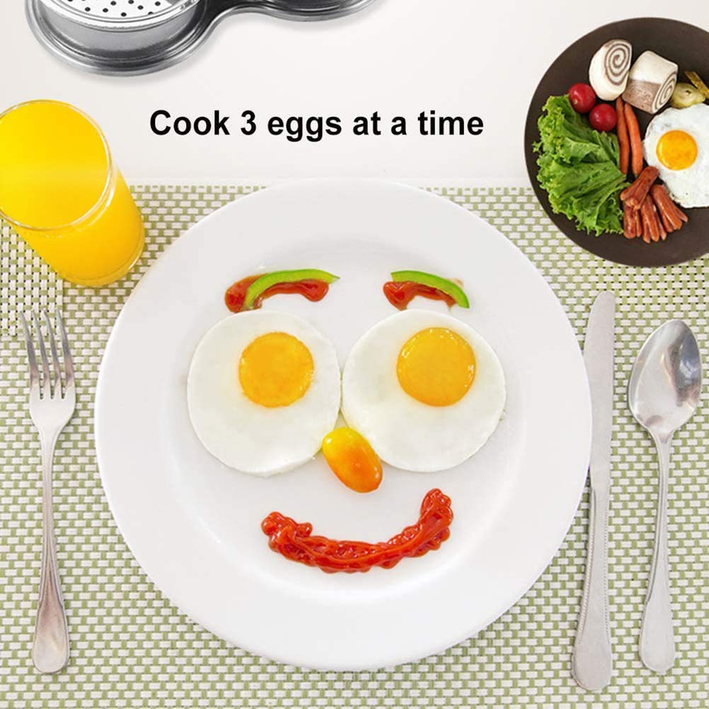 3 Cups Egg Poacher,Poached Egg Maker Stainless Steel Egg Poaching Pan For Frying Eggs and Egg Mcmuffins Egg For Breakfast