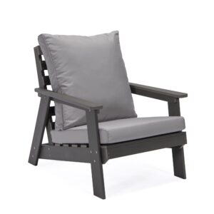 Inspired Home Estefany Outdoor - 3Pc Seating Group | Strong & Durable | Fade Proof with Washable Cushions | Dark Gray