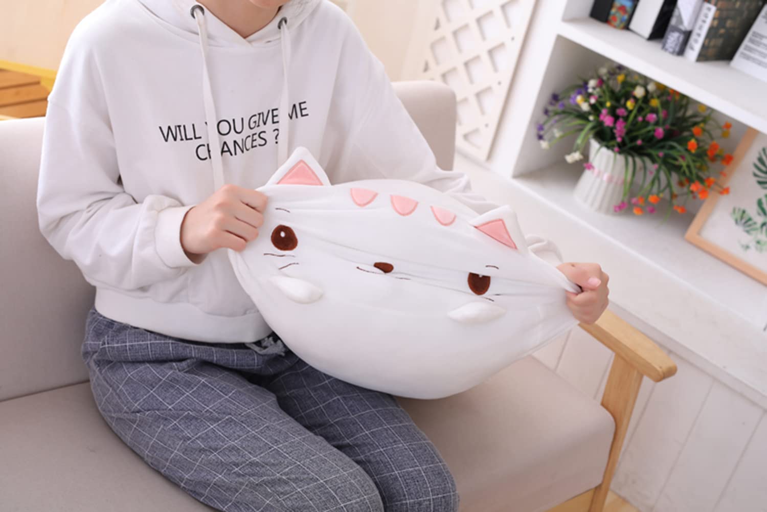 COSGOO Cute Plush Cat Stuffed Squishy Animal Cat Cylindrical Body Cat Pillow,Super Soft Cat Hugging Toy Pillow Kids Kawaii Sleeping Cat Pillow Gifts for Bedding Decor or Home Decor 24-Inch