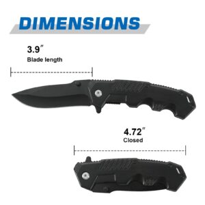 Milaloko Cool Sharp Tactical Folding Pocket Knife with Liner Lock,Glass Breaker,Seatbelt Cutter and Pocket Clip for Men Women