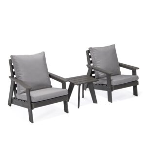 inspired home estefany outdoor - 3pc seating group | strong & durable | fade proof with washable cushions | dark gray