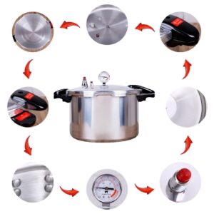 GHKWXUE 15quart High capacity pressure cookers with cooking rack canning canner gauge Explosion proof safety valve Extra-large size great for big jobs,Compatible:natural gas-open flame,silver,(NH-31)