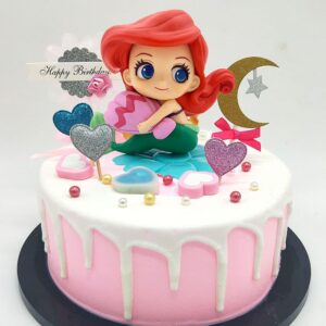 BlingABC Mermaid Cake Topper Little Mermaid Doll with Seashells for Ariel Cake Decoration Mermaid Figurines for Under the Sea Mermaid Theme Princess Kids Birthday Baby Shower Party Supplies