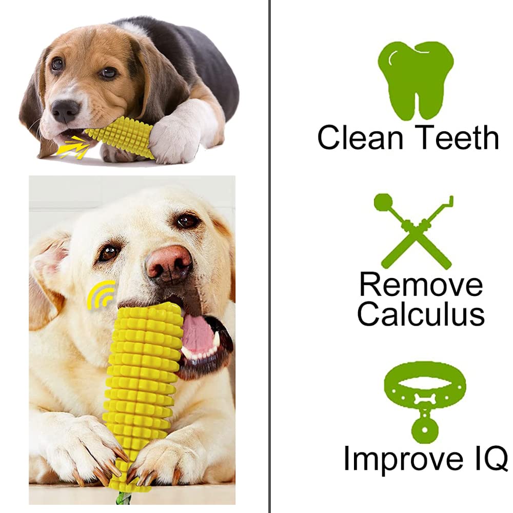 SLAUNT Dog Chew Toys for Aggressive Chewers Dog Toothbrush Squeaky Interactive Dog Toys Corn Stick Toy for Small Medium Dog Cleaning Teeth