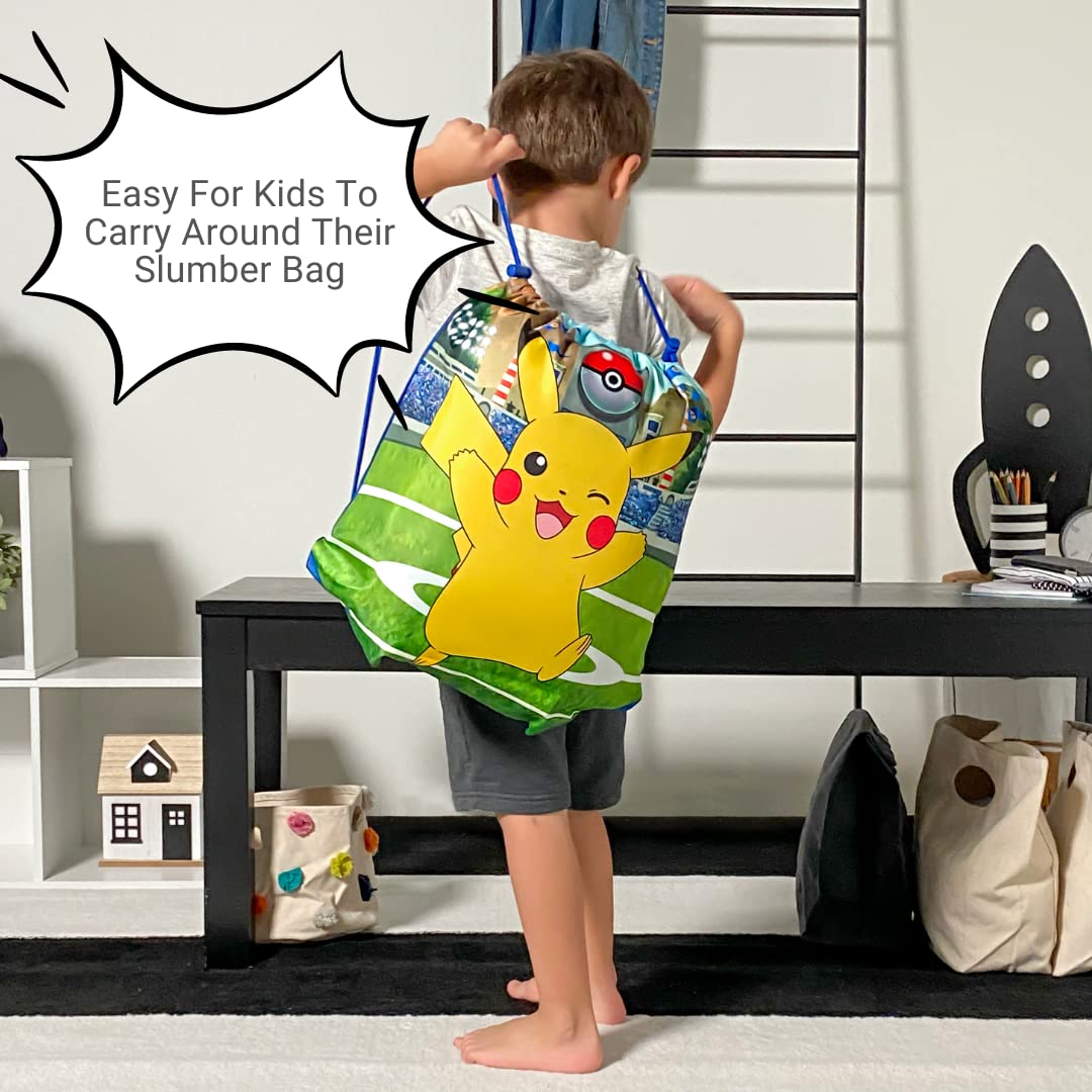 Pokémon Anime Kids Soft Lightweight 2 Piece Sleeping/Slumber Bag and Sling Bag Set, 46"(L) X 26"(W) (Official Licensed Pokémon Product) by Franco