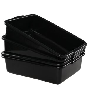 hespama 8 l plastic bus box tubs, 4-pack, small restaurant bus tub, black