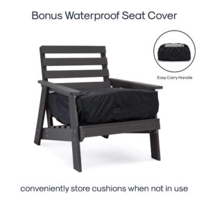 Inspired Home Estefany Outdoor - 3Pc Seating Group | Strong & Durable | Fade Proof with Washable Cushions | Dark Gray