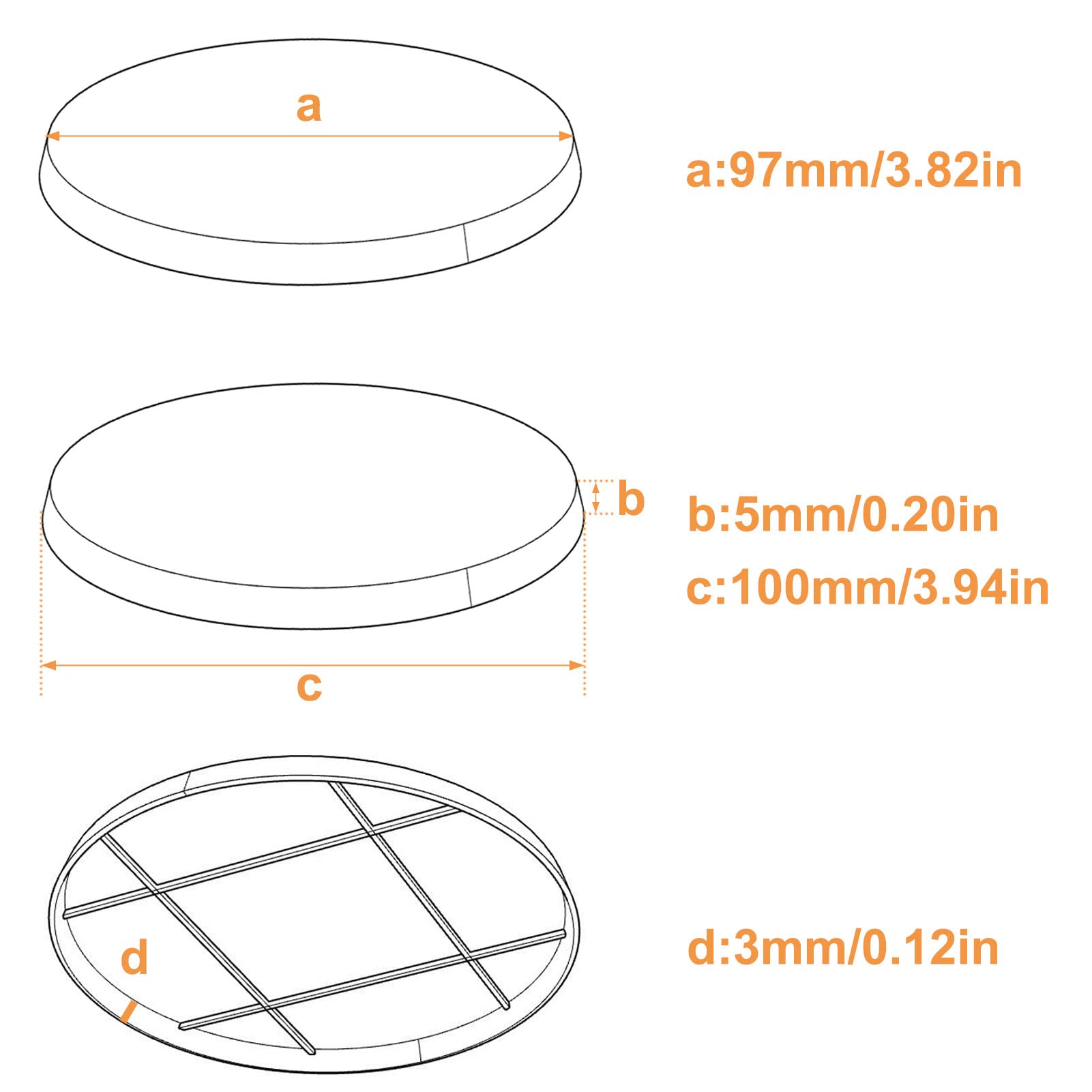 Evemodel 100mm 5pcs Round ABS Plastic Model Bases for Wargame Tabletop Military Simulation Scene