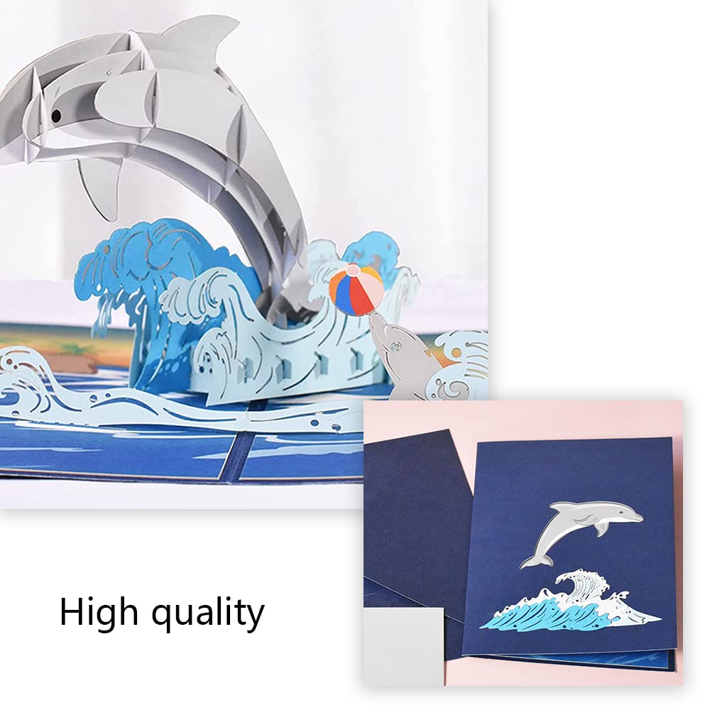 FZLMYANGNDQZ Pop Up Greeting Card 3d Foldable Birthday Card Handmade Dolphin Shape Celebration Card for Birthday Gift and Greeting Card Decoration