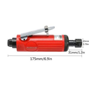 Asabocai 1/4inch Air Powered Die Grinder, Pneumatic Straight Die Grinder with 1/4"(6MM) and 1/8"(3MM) Collets,22000 RPM Rear Exhaust, Compact Size,Polishing Tool