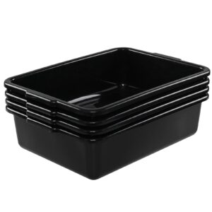 Hespama 8 L Plastic Bus Box Tubs, 4-Pack, Small Restaurant Bus Tub, Black