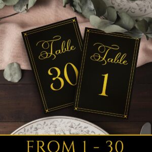 Table Numbers, Black and Gold Wedding Table Numbers, Table Numbers for Wedding Reception, Table Number, Table Numbers 1-20, Table Number, Table Number Holders, 1-30 number, Head Table sign