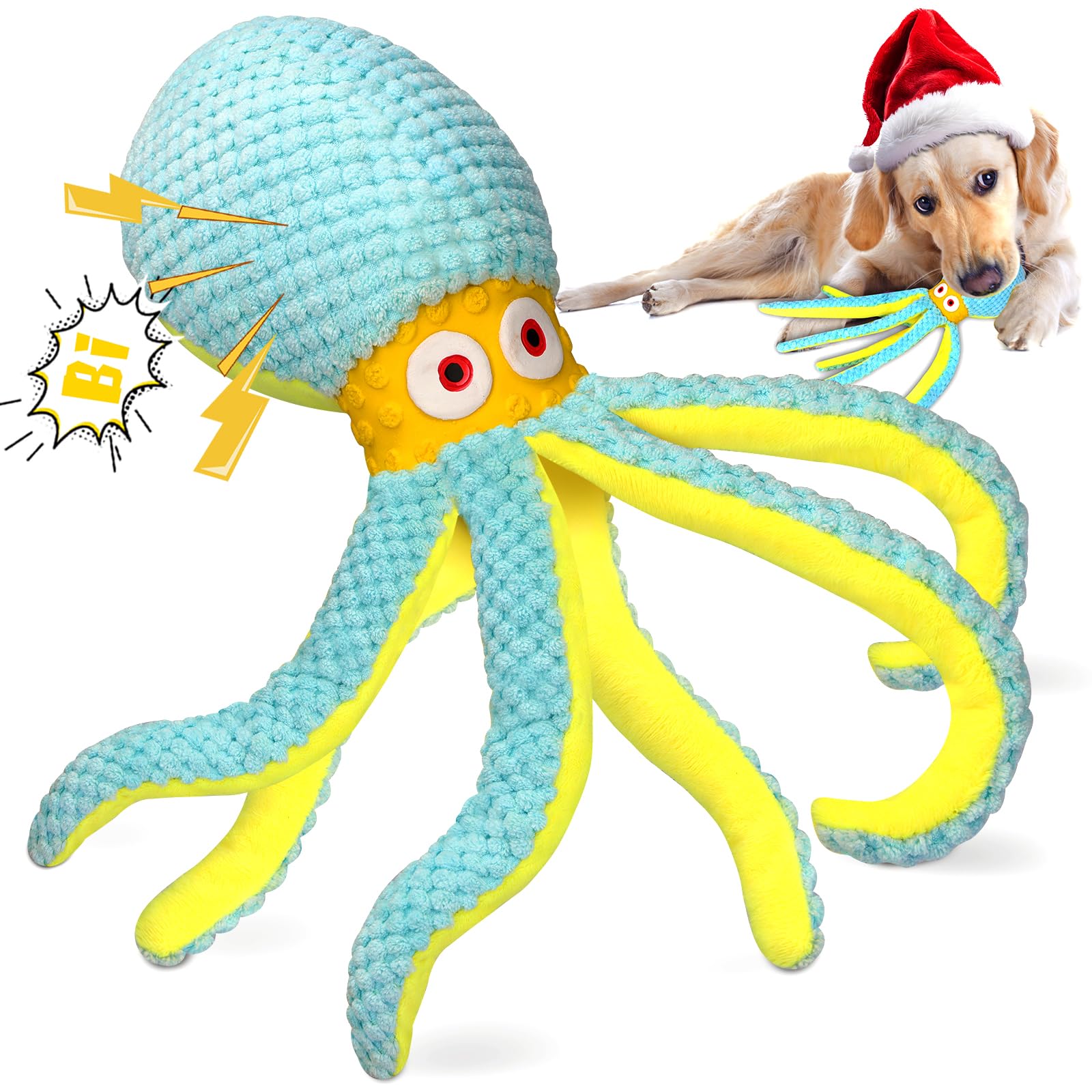 VIWIK Dog Toys for Chewers, Puppy Toys for Boredom and Stimulating, Dog Squeaky Toys Octopus, Interactive Dog Toys for Smart Dogs, Soft Plush Dog Chew Toys, for Dogs