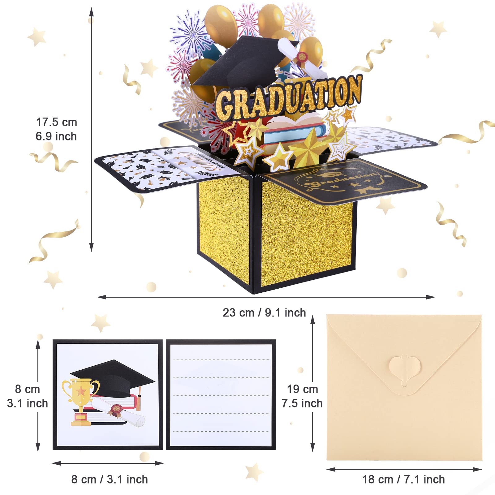 Kesote Graduation Pop Up Card with Envelope, 3D Card for Graduation Congrats Grad Card, Pop Up Graduation Card 2024 for High School College University PHD Graduates