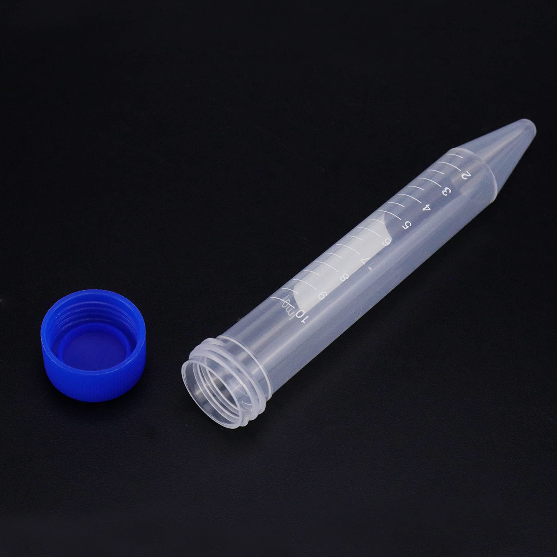 Antrader Centrifuge Tubes 10mL,Conical Tubes Sterile 50 PCS with Screw Caps,Plastic Container with with Graduated and Write Marks(Blue)