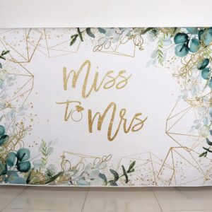 Miss to Mrs Bridal Shower Backdrop Greenery Green Leaves Wedding Photo Background 7x5ft Bride to Be Engagement Backdrop for Photography Bridal Shower Decorations Cake Table Banenr Photo Booth Props