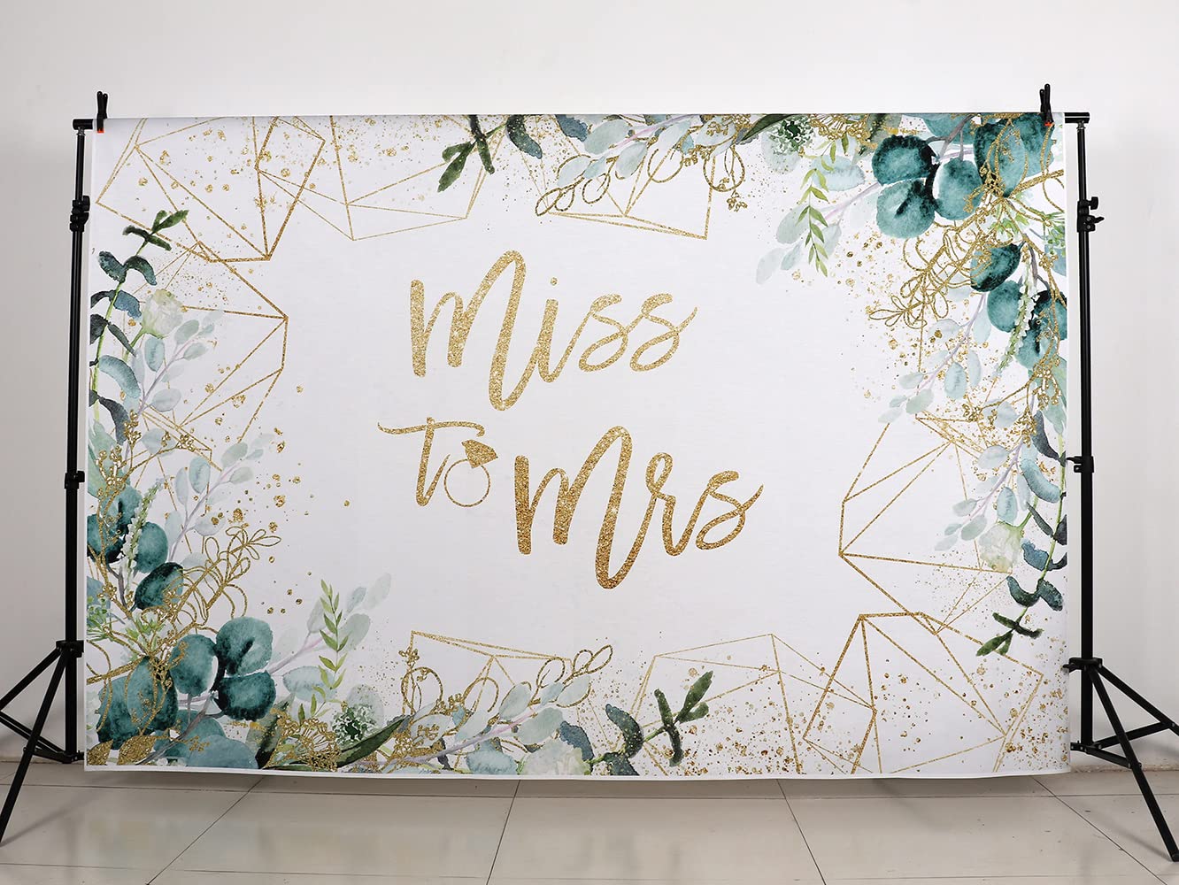 Miss to Mrs Bridal Shower Backdrop Greenery Green Leaves Wedding Photo Background 7x5ft Bride to Be Engagement Backdrop for Photography Bridal Shower Decorations Cake Table Banenr Photo Booth Props