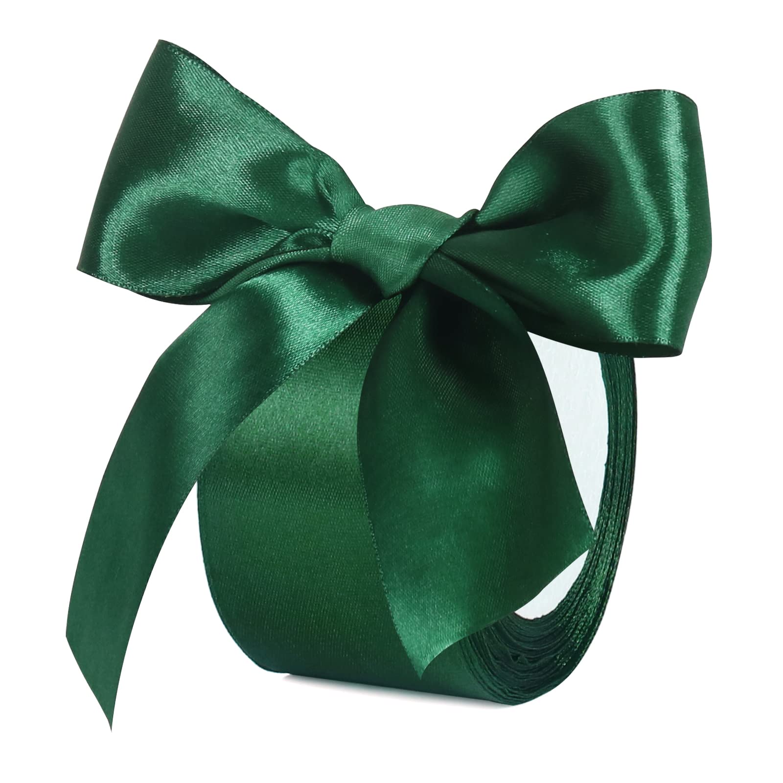 Green Satin Ribbon, 24 Yards 2 inch Wide Silky Gift Ribbon for Bow Making, Christmas Gift Wrapping, Gift Box Packaging, Crafting, Christmas Tree Decorations