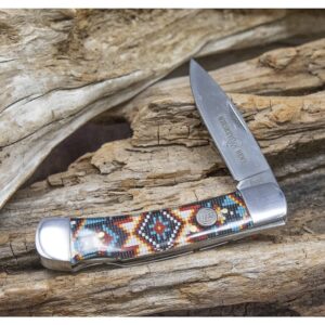 WHISKEY BENT HAT CO. Traditional Lock Blade Folding Pocket Knife 3.75" Closed Length 440C Stainless Steel Blade (Southwest Sand)