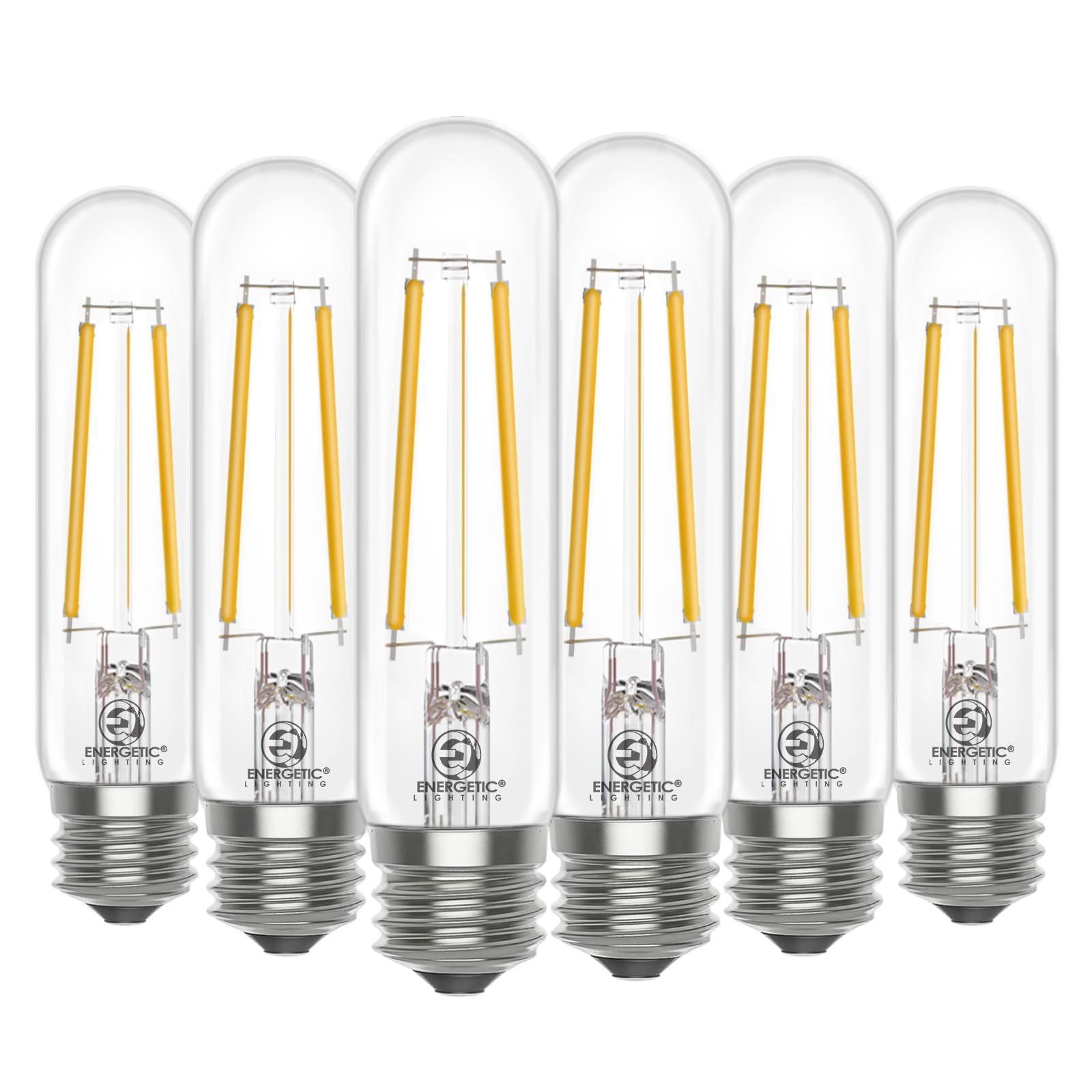 Energetic E12 LED Bulb 5 Watt (60 Watt Equivalent) Candelabra Dimmable Chandelier Light Bulbs Soft White 2700K T6 Vintage Filament Edison Candle Bulb, 6 Pack