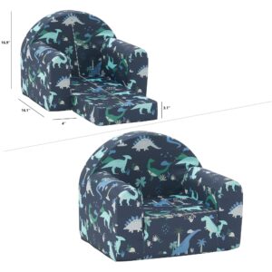 Ulax furniture Kids Sofa Couch, 2-in-1 Flip Out Toddler Couch, Baby Lounge Chair (Navy Dinosaur)