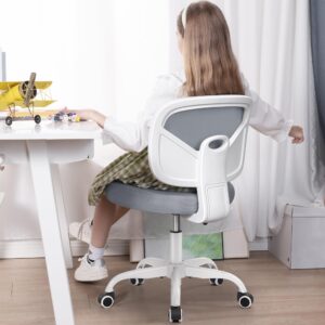 Primy Kids Desk Chair, Pink Study Chair for Boys Girls with Height Adjustable, Swivel Mesh Task Student Chairs for 4-12, Growing Teen Office Chair for Home/School/Office(Gray)