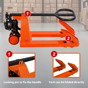 Tory Carrier Narrow Pallet Truck, Manual Hand Truck, Mini Pallet Jack, Foldable Handle and Forks 2200lbs Capacity 31.5" Lx15 W Froks