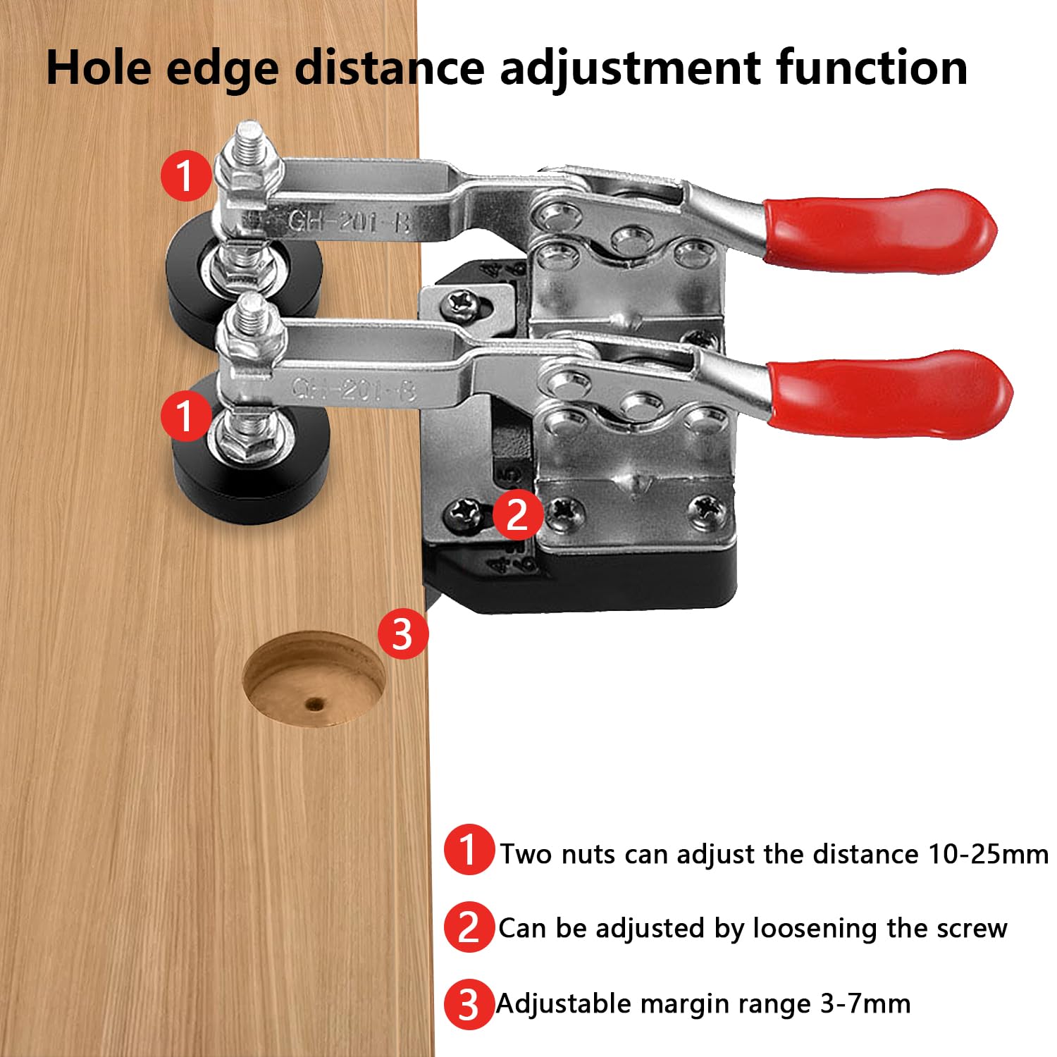 Concealed Positioning Hinge Hole Punch, 35mm Door Hinge Jig with 2 Retaining Clips, High Precision Aluminum Alloy DIY Cabinet Hinge Jig, Adjustable Quick Punch Cabinet Hardware Jig